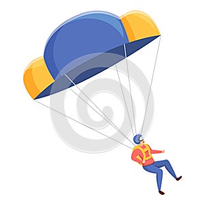 Extreme parachuter icon, cartoon style