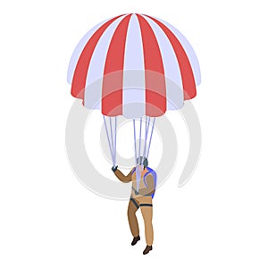 Extreme parachuting icon, isometric style