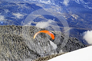 Extreme paraglider flying