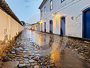 Extreme rainfall in Paraty, Brazil causes flooding in the river flowing on to the side streets