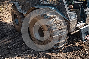 Extreme rally, dirty off-road ATV car closeup. Adventure concept