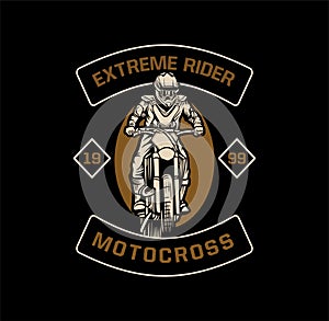 Extreme rider motocross t shirt design premium artwork vector illustration template