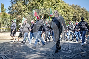 Extreme right-wing italian people join a populist nationalist demonstration