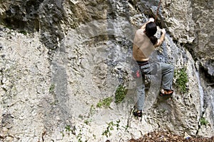 Extreme rock climber photo