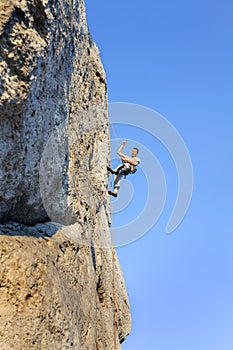 Extreme rock climbing.
