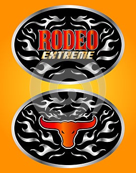 Extreme Rodeo cowboy belt buckle vector design