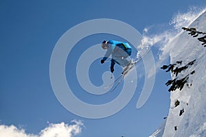 Extreme skier jumping