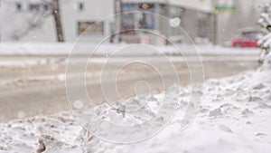 Extreme snowfall with cars coverd with a lot of snow in Europe, Slovakia, mountain district