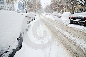 Extreme snowfall - empty roads
