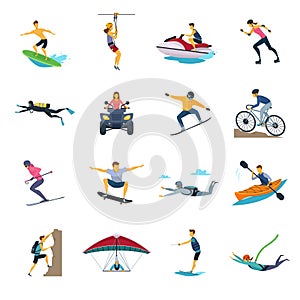 Extreme Sport Activities Flat Icons Collection