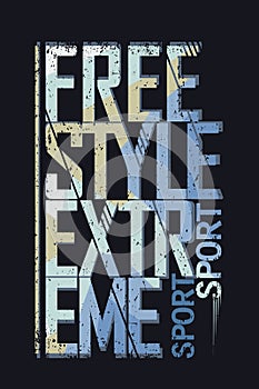 Extreme sport freestyle Typography label