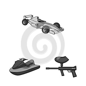 Extreme sport monochrome icons in set collection for design.Different kinds of sports vector symbol stock web