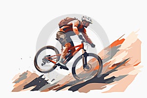 Extreme sport mountain biking vector flat isolated illustration