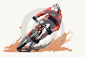 Extreme sport mountain biking vector flat isolated illustration