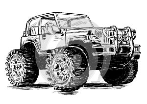 Extreme Sports - 4x4 Sports Utility Vehicle SUV Vector Illustration