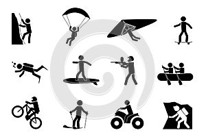 Extreme sports or adventure icons