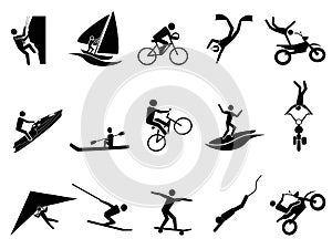 Extreme sports icon set