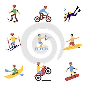 Extreme Sports Icons Set