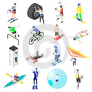 Extreme Sports Isometric Icons