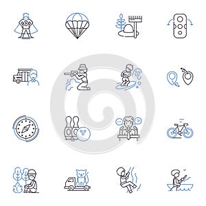 Extreme sports line icons collection. Adrenaline, Intense, Thrilling, Daredevil, Rush, Extreme, Dangerous vector and