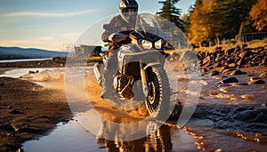 Extreme sports motorcycle adventure, speed sport race outdoors Motorcycle racing off road vehicle driving generated by