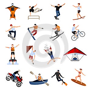 Extreme Sports People Flat Icons