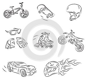 Extreme Sports Vector Sketch
