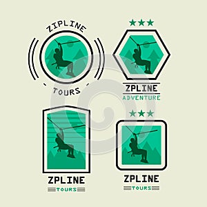 Extreme sports Zipline logo design vector illustration