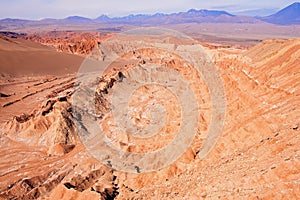 Extreme terrain of the Death valley formations in Atacama desert at San Pedro de Atacama, Chile.