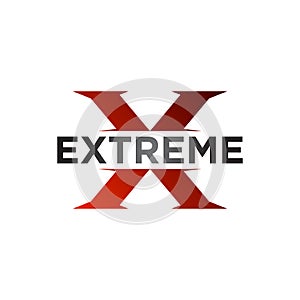 Extreme vector logo design. consisting of a extreme logotype on letter X