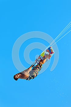 Extreme Water Sport. Kiteboarding, Kitesurfing Air Action. Recreational Sports. Summer