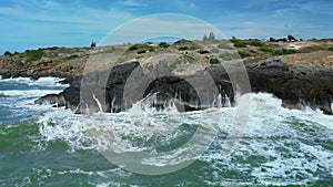 Extreme Wave crushing coast , Large Ocean Beautiful Wave, Awesome power of waves breaking over dangerous rocks. sea