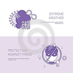 Extreme Weater And Protection Against Fraud Concept Template Web Banner With Copy Space