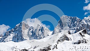 Extreme winter landscape of Dolomites