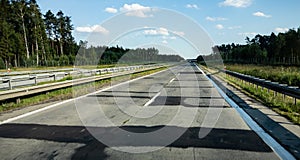 Extremely bad highway A18 E36 in Poland called droga hanby road of shame from Cottbus to Wroclaw with uneven surface and
