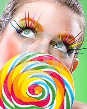 Extremely beauty colorful lollipop, comes with matching makeup photo
