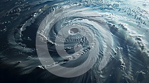 Extremely Close-up of a hurricane with bumped fractal clouds, from a low angle. photo