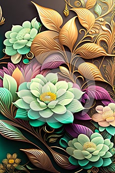 Extremely colorful and vibrant flowery pattern background Generative AI