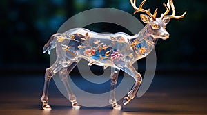 extremely delicate iridiscent deer made of glass