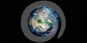 Extremely detailed and realistic high resolution 3D illustration of an Exoplanet. Shot from space