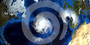 Extremely detailed and realistic high resolution 3d illustration of a Hurricane. Shot from Space. Elements of this image are