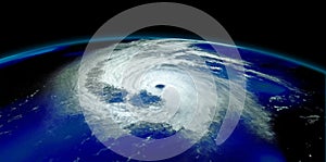 Extremely detailed and realistic high resolution 3D illustration of a Hurricane. Shot from Space. Elements of this image are furni