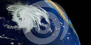 Extremely detailed and realistic high resolution 3D illustration of a Hurricane. Shot from Space. Elements of this image are furni