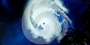 Extremely detailed and realistic high resolution 3D illustration of a Hurricane. Shot from Space. Elements of this image are furni