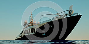 Extremely detailed and realistic high resolution 3d illustration of a luxury Mega Yacht.