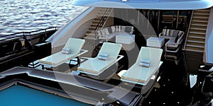 Extremely detailed and realistic high resolution 3D illustration of a luxury super yacht