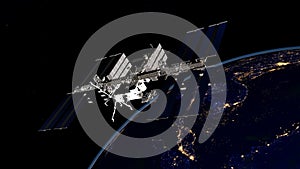 Extremely detailed and realistic high resolution 3D image of ISS - International Space Station orbiting Earth. Shot from space