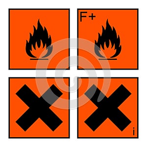 Extremely flammable and harmful sign set