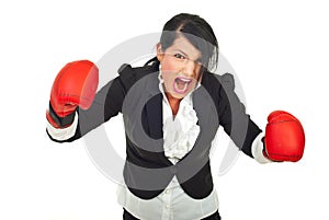 Extremely furious businesswoman in attack