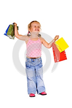 Extremely happy shopper girl